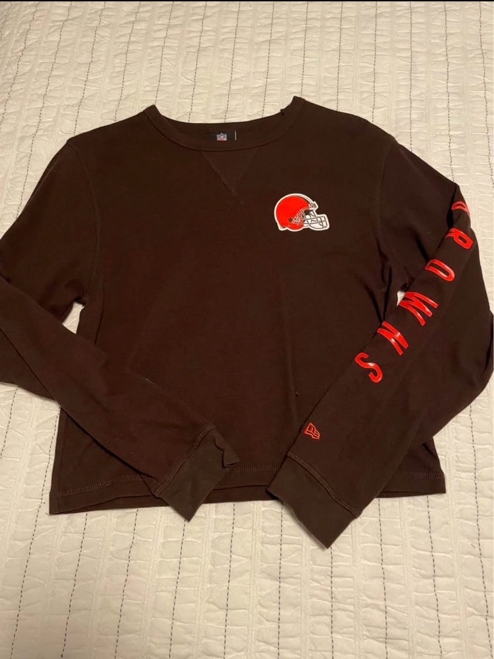 NFL Brown Crewneck Sweatshirt with Orange Accent